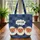Cartoon Sheep Bow Tie Cloud Speech Bubble Denim Patchwork - Sheep Lover Gift Quilted Tote Bag - 3