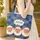 Cartoon Sheep Bow Tie Cloud Speech Bubble Denim Patchwork - Sheep Lover Gift Quilted Tote Bag - 4