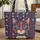 Patriotic Cat Face Red White Blue Flowers Personalized Independence Day Gift Quilted Tote Bag - 1