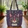 Patriotic Cat Face Red White Blue Flowers Personalized Independence Day Gift Quilted Tote Bag - 3