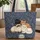 Four Cats Botanical Personalized Name Floral - Pet Lover Everyday Carry Gift Quilted Tote Bag - 1