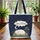 Sleeping Sheep Crescent Moon Cloud Name Bubble Wildflowers Navy Stars - Wildlife Lover Gift Quilted Tote Bag - 3