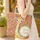 Baby Giraffe Personalized Name Floral Wreath Leaf Shapes - Wildlife Lover Gift Quilted Tote Bag - 4