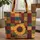 Personalized Sunflower Leaves Rustic Patchwork Weathered Sign - Farmhouse Home Decor Quilted Tote Bag - 1