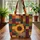 Personalized Sunflower Leaves Rustic Patchwork Weathered Sign - Farmhouse Home Decor Quilted Tote Bag - 3
