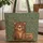 Brown Bear Wildflower Name Sign - Rustic Nature Gift Quilted Tote Bag - 1