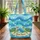 Sea Turtles Palm Tree Plumeria Sandy Beach Ocean Waves - Everyday Tote Ocean Lover Gift Quilted Tote Bag - 3