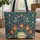 Rooster Botanical Folk Flower - Farmhouse Decor Personalized Name Gift Quilted Tote Bag - 1