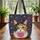 Calico Cat Small Blossoms Floral Swirls Paisley - Cat Lover Everyday Use Gift Quilted Tote Bag - 3