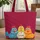 Three Big Eyed Chickens Floral Hoop 'Your Name' - Country Farmhouse Decor Gift Quilted Tote Bag - 1