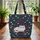 White Fluffy Cat Wildflowers Personalized - Cat Lover Gift Quilted Tote Bag - 3