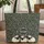 Sheep Floral Wreath Green Foliage Flowers Nursery Decor Gift for Baby Shower Quilted Tote Bag - 1