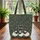 Sheep Floral Wreath Green Foliage Flowers Nursery Decor Gift for Baby Shower Quilted Tote Bag - 3