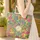 Indian Figures Botanical Foliage Floral Wreath - Folk Art Lifestyle Gift Quilted Tote Bag - 4