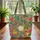 Indian Figures Botanical Foliage Floral Wreath - Folk Art Lifestyle Gift Quilted Tote Bag - 3