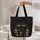 Black Cat Gothic Roses Crosses - Distinctive Gothic Everyday Carry Gift for Cat Lover Quilted Tote Bag - 5