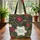 Perching Birds Botanical Flowers Floral Wreath Personalized Name - Nature Lover Gift Quilted Tote Bag - 3