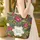 Perching Birds Botanical Flowers Floral Wreath Personalized Name - Nature Lover Gift Quilted Tote Bag - 4