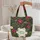 Perching Birds Botanical Flowers Floral Wreath Personalized Name - Nature Lover Gift Quilted Tote Bag - 5