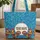 Roosters Botanical Vine Floral Cross Stitch Name - Everyday Use Gift Quilted Tote Bag - 1