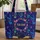 Sleeping Black Cat Books Floral Name Wreath - Cat & Book Lover Gift Quilted Tote Bag - 1