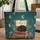 Sleeping Black Cat Storybook Butterflies Moonlit Journal - Cat Lover Gift Quilted Tote Bag - 1