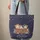 Sleepy Calico Kittens Basket Indigo Night Sky Floral Wreath - Kitten Lover Gift Quilted Tote Bag - 6