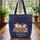 Sleepy Calico Kittens Basket Indigo Night Sky Floral Wreath - Kitten Lover Gift Quilted Tote Bag - 3