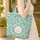 Ornate Floral Medallion Flowers Leaves Teal Cream Botanical - Everyday Use Accessory Quilted Tote Bag - 4