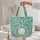 Ornate Floral Medallion Flowers Leaves Teal Cream Botanical - Everyday Use Accessory Quilted Tote Bag - 5