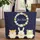Golden Vine Swirls Starbursts White Daisies Floral Wreath Leaf Accents Everyday Carry Quilted Tote Bag - 1