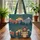 Bear Mountain Sunburst Rustic Sign - Personalized Nature Lover Gift Quilted Tote Bag - 3