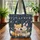Fox Bunny Delicate Wildflowers Leafy Vines Rustic Wooden Sign - Nature Lover Gift Quilted Tote Bag - 3