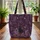 Black Cat Lilac Flowers Butterfly Scroll - Cat Lover Gift Your Name Text Quilted Tote Bag - 3