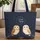 Custom Name Two Owls Celestial Glowing Moon & Stars - Everyday Tote for Night Sky Lover Quilted Tote Bag - 1