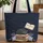 Black Cat Antique Books Lavender Hydrangeas Your Name - Cat Lover Everyday Carry Gift Quilted Tote Bag - 1