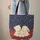 Bear Bunny Nuzzling Red Roses Stars Navy Background - Personalized Everyday Tote Gift Quilted Tote Bag - 6