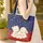 Bear Bunny Nuzzling Red Roses Stars Navy Background - Personalized Everyday Tote Gift Quilted Tote Bag - 4