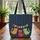 Orange Red Green Cats Scattered Small Fish Name Bunting - Cat Lover Everyday Tote Birthday Gift Quilted Tote Bag - 3