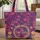 Personalized Name Floral Wreath Tapestry Flowers Butterflies Everyday Carry Gift Quilted Tote Bag - 1