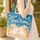 Two Bunnies Nuzzling Cycladic Houses Golden Stars Ocean Waves Sunset - Ocean Lover Gift Quilted Tote Bag - 4