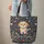 Fluffy Dog Flower Wreath Personalized Name - Botanical Everyday Dog Lover Gift Quilted Tote Bag - 6