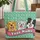 Three Dogs Paw & Bone Prints Flowing Ribbon - Pet Owner Lifestyle Gift Quilted Tote Bag - 1