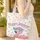 Pink Flamingo Blue Sunglasses Hibiscus Your Name - Beach Vacation Quilted Tote Bag - 4