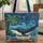 Humpback Whale Tropical Palm Trees Sailboat - Ocean Lover Gift Quilted Tote Bag - 1