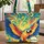 Majestic Macaw Tropical Swirl Floral Wreath - Tropical Lifestyle Gift Quilted Tote Bag - 1