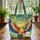 Majestic Macaw Tropical Swirl Floral Wreath - Tropical Lifestyle Gift Quilted Tote Bag - 3