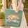 Jumping Fish Camper Trailer Pine Trees Mountain Sunset - Camping Trip Gift Quilted Tote Bag - 4
