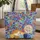 Sleeping Tabby Cat Yarn Name Floral Vines Swirls - Cat Lover Gift Quilted Tote Bag - 1