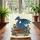 Majestic Blue Dragon Large Wings Antique Books Floral Vine - Fantasy Book Lover Gift Quilted Tote Bag - 3